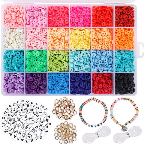 Generic 4800 Pcs Clay Heishi Beads Flat Beads Kit For Bracelets