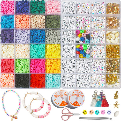 Clay Beads 4800 Pcs Bracelet Making Kit - 20 Colors Polymer Clay Beads for Bracelet Making - Jewelry Making Kit with Bracelet Making Kit for
