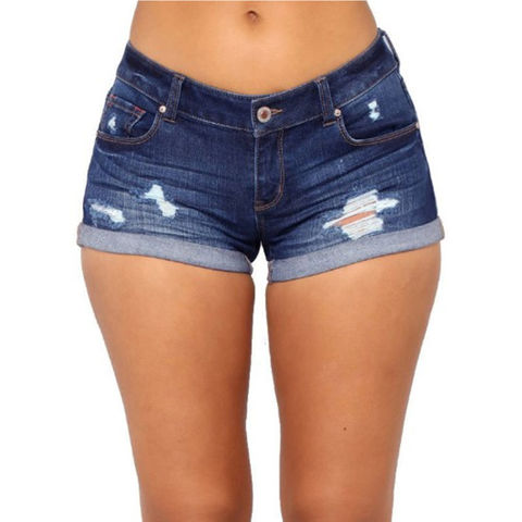 Summer Women's Sexy Skinny Ripped Ultra Short Jeans Classic Dark