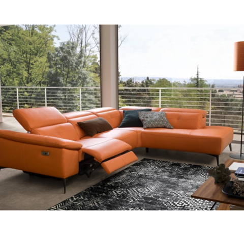 2021 Modern Design Luxury Sectional L, Modern Orange Leather Sofa