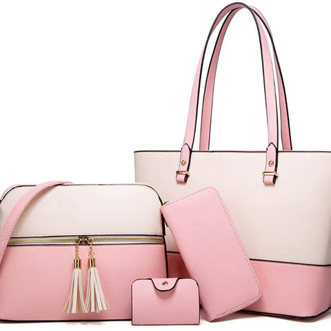 Women Fashion Handbags Tote Bag Shoulder Bag Top Handle Satchel Purse Set 4pcs