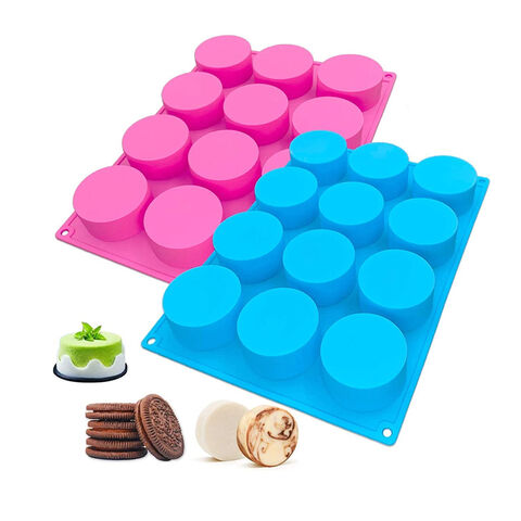 Moule de Cuisson en Silicone Rond, Moule à Gâteau en Silicone, Moule à Muffin, Cupcake, Pudding, Gelée
