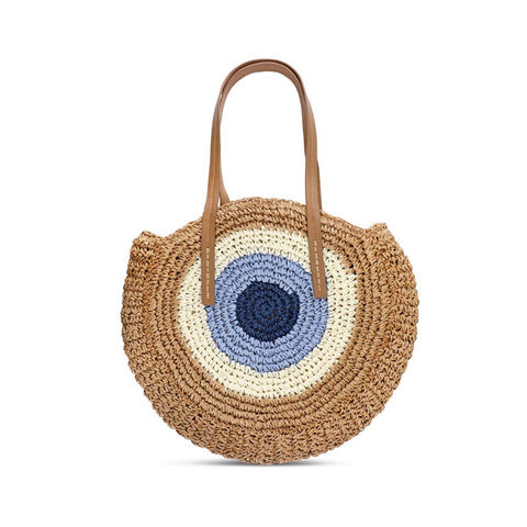 Women's Handwoven Crossbody Straw Handbag,Summer Beach Shoulder Tassel  Handbag Bohemian, Crochet Woven Handmade Zipper Purse Bag