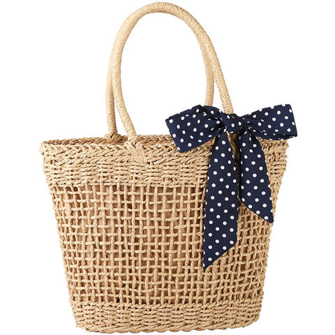 Summer Large Capacity Shoulder Bag Beach Bags Woven Handle Bag Casual Lady  Totes Shopping Handbag Clutch (Color : A, Size : 39cm)
