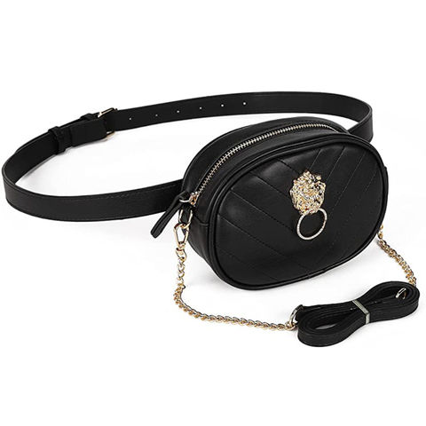 Crossbody bag Casual waist bag Adjustable strap vegan leather Small size belt bag Gift for her Waterproof canvas Quilted fabric