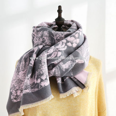 Butterfly Jacquard South Korea Sweet Style Plush Thickening Warm Scarf Curling Imitation Cashmere Shawl