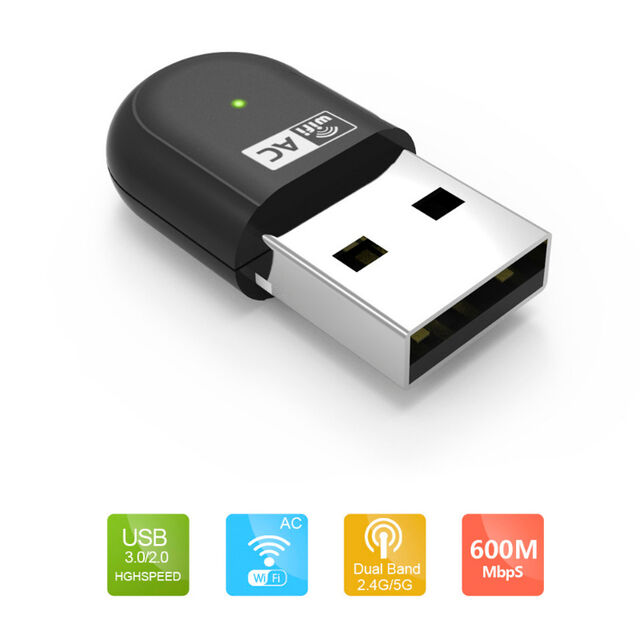Adaptador WiFi USB 2.0 Mini Dual Band AC600 de Alta Velocidade 802.11AC CE/FCC para Viagens