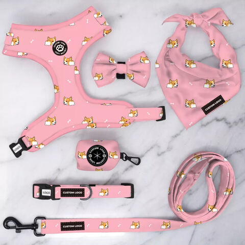 Dog Harness and Leash Set for Small Dogs, Adjustable Reflective No Pull Dog  Vest Harness for Puppy with Bow-tie Collar, Leash and Poop Bag (S, Pink