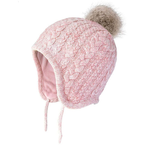 FH Baby Hat Autumn and Winter Baby Striped Knit Hat Boys and Girls Ear Protection Warm Headgear Color : Off-White