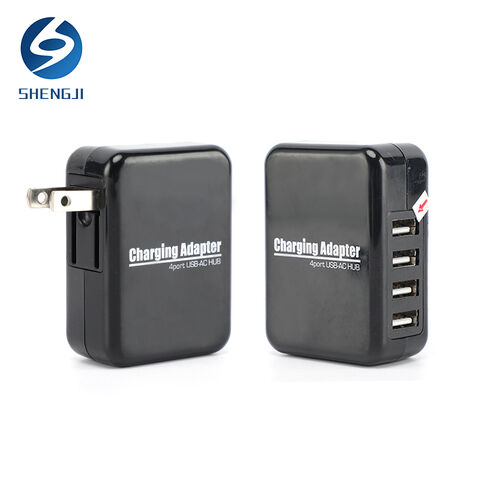 شاحن حائط بأربعة منافذ USB، 5 فولت تيار مستمر 4 أمبير 20 واط، قابس أمريكي، شاحن سفر معتمد من FCC/UL للهواتف المحمولة