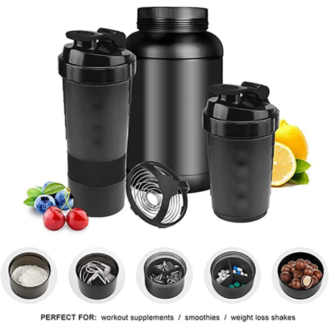 600ml Portable Protein Powder Shaker Cup Mixing Bottle Sports