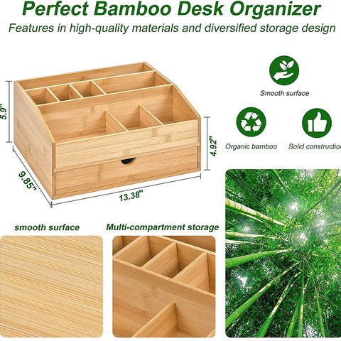 Natural Bamboo Desktop Supplies Organizer File Holder With Pull Out Drawer Fit For Note Sticker Desk Wooden Tabletop Storage Organization Bo China Drawers On Natural Bamboo Desktop Supplies, Bamboo Desktop Organizer Tray
