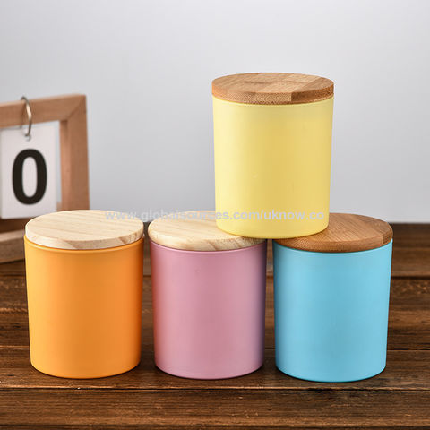 Vaso para Velas de Vidrio Manchado y Esmerilado, Contenedor para Aromaterapia con Tapa, Vaso Vacío para Dormitorio Estilo Romano for sale at factory direct price