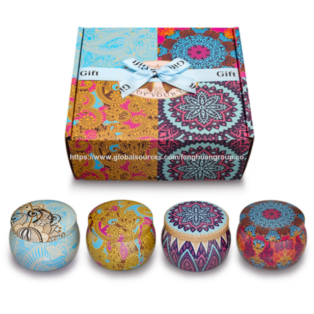 4.4oz Tin Luxury Gift Set Metal Aroma Tins Jar Candle Natural Soy Wax ...