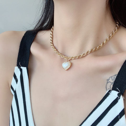 Fashion Simple Opal Cactus Pendant Gold Chain Necklace Charm Women Jewelry 1PC 