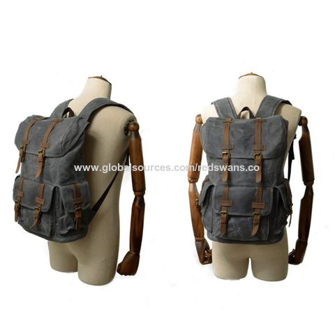 Hiking Backpacks Vintage Waterproof, Vintage Leather Bench With Backpack