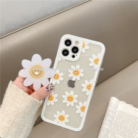 Square Soft Leather Flower Pattern Case For iPhone 13 Pro Max 11 12 PRO 15  PRO X XS XR 6S 7 14 Plus 8 Luxury Glitter Phone Cover