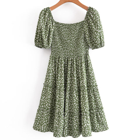 Buy China Wholesale Customization Green Color Short Sleeve Women Summer Smocked Floral Elegant Casual Dresses & Women's Casual Dresses $9.1 | Globalsources.com Buy China Wholesale Customization Green Color Short Sleeve Women Summer Smocked Floral Elegant Casual Dresses & Women's Casual Dresses $9.1 | Globalsources.com