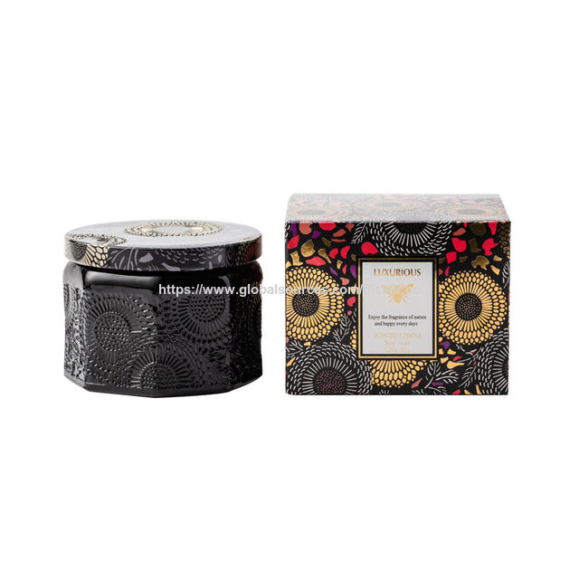 Buy Wholesale China Soy Wax Scented Candle In Embossed Octagonal Glass ...