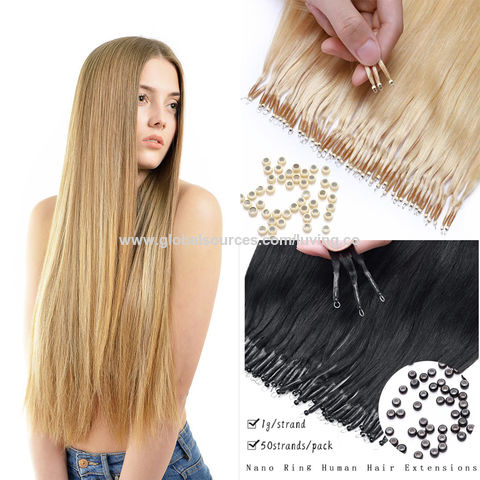 El micrófono nano de los anillos gotea los filamentos europeos 100% del Blonde 50-200 del punto culminante del pelo de las extensiones del cabello humano