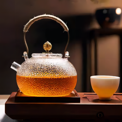 Théière fleur de thé verre borosilicate 500ml couvercle amovible