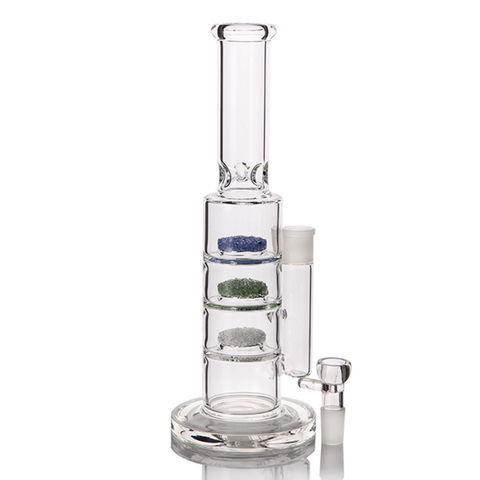 Wholesale14 Inches Triple Disc Glass Bong Straight Tube Bong Tabak Water  Pipe leveransier en fabrikant