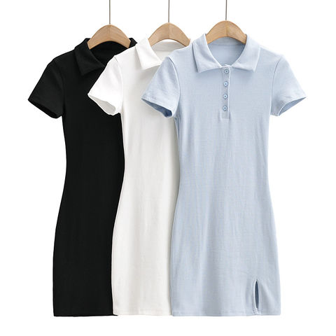 Women Fashion Fitted Dresses Slim Sexy Mini Polo Collar Long Sleeve High  Waist White Shirt Dress - China Dress and Dresses price