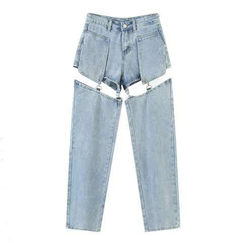 European And American Style High Street Trend Jeans Women's Stitching Loose  Denim Trousers $7.5 - Wholesale China Women's Jeans at factory prices from  Guangxi Bindu Clothing Co., Ltd