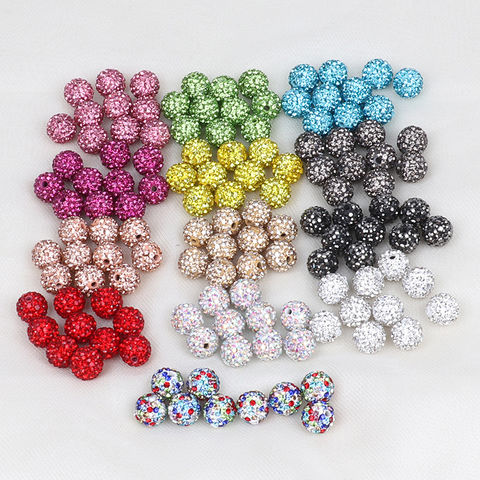 Top Quality CZ Crystal Rhinestones AB Color Pave Clay Round Disco Beads 10mm 