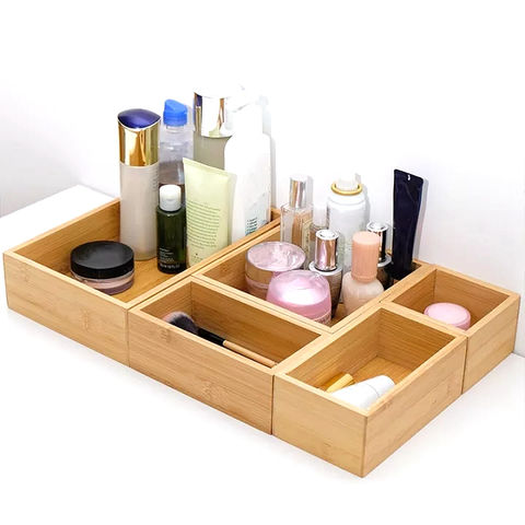 Compre Caja De Madera De Bambú, Organizador De Maquillaje, Caja De