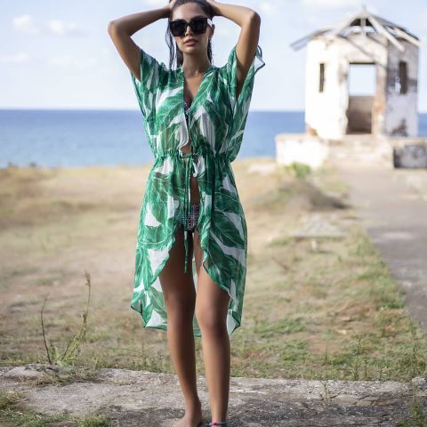 Green & Blue Palm Print Pareo Beach Dress. - Buy Turkey Wholesale Beach Kaftan High-low Hem Dress $11.5 | Globalsources.com Green & Blue Palm Print Pareo Beach Dress. - Buy Turkey Wholesale Beach Kaftan High-low Hem Dress $11.5 | Globalsources.com
