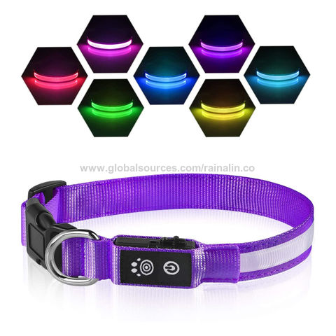 5 Sizes Fun Pets Super Bright USB Rechargeable LED Dog Safety Collar Pink, X-Small Great Visibility & Improved Safety 7 Colours