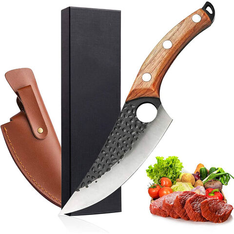Huusk Meat Cleaver Knife - 7 Butcher Knife for Meat Cutting - Hand Forged  Meat Knife - High Carbon Chopping knife with Ergonomic Handle - Ultra Sharp