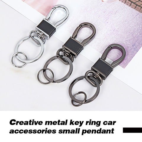 Men Creative Metal Leather Key Chain Ring Keyfob Car Keyring Keychain Holder  | eBay
