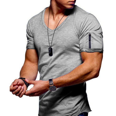 China Men's T Shirt Casual Solid Color 