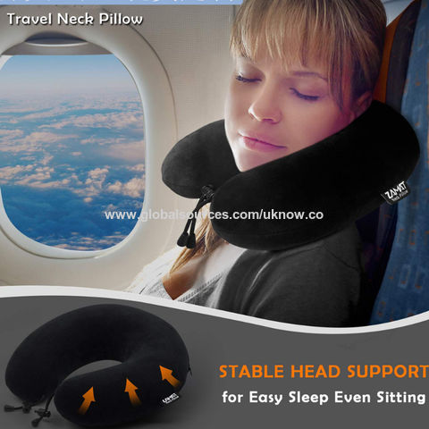 Almohada de Viaje, Almohada Cervical de Espuma Viscoelástica con Soporte para la Cabeza, Almohada Suave para Dormir y Descansar, para Avión y Coche