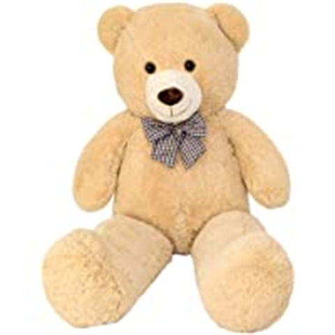 Cuddly Brown Teddy Bear with Blue Bow