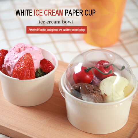 Choice 8 oz. White Paper Frozen Yogurt / Food Cup with Flat Lid