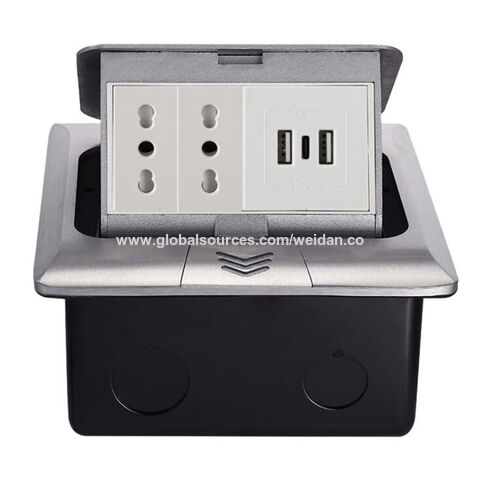 Soquete de piso térreo Bounce-up, tomada 2xItaly 2xUSB A 1 USB TIPO C, estrutura de alumínio