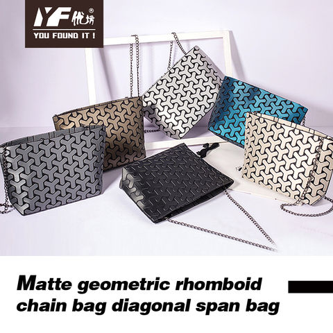 Woman New PU ​​chain Grid Single Shoulder Bag Handbag Inclined Shoulder Bag