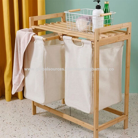 Laundry Hamper with Lid Bamboo Dirty Clothes Storage Basket with Rope  Handle and Removable Liner Rectangle Laundry Hamper Bin for Bathroom  Bedroom