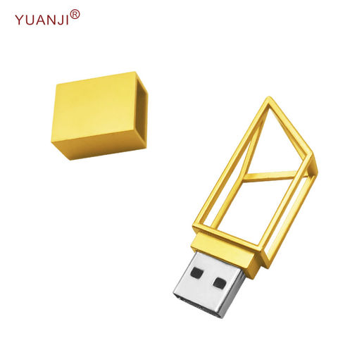 Pack of 10 2GB USB 2.0 Flash Memory Stick Mini Metal Gold Swivel Flash Drive 