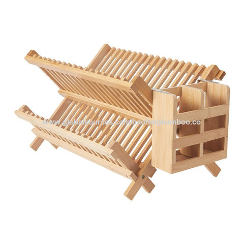 Buy Wholesale China Bamboo Dish Drying Rack 2 Tier Collapsible