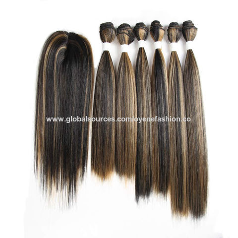 Buy Wholesale China Synthetic Hair Bundles With Closure Yaki Straight Weft  Weave Swiss Lace Sew In & Synthetic Hair Weave at USD 12 | Global Sources