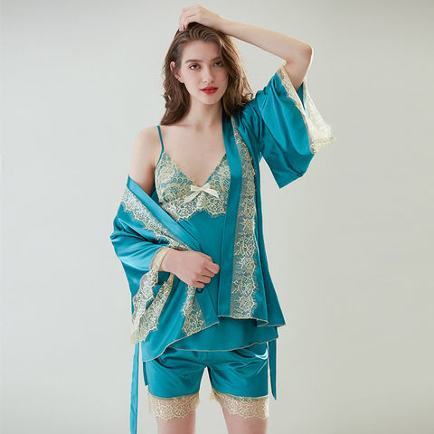 Buy Wholesale China Sexy Woman Nightwear 3-pieces Luxury Silk