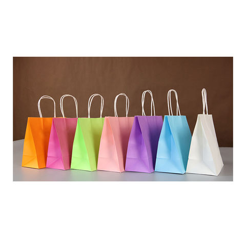 Sacs Cadeaux en Papier Kraft Colorés en Gros avec Poignées. Idéal pour le Shopping, l'Emballage, la Vente au Détail, les Fêtes.