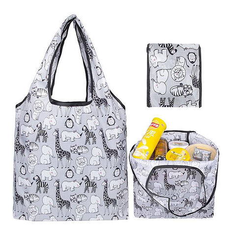 Sacs d'épicerie réutilisables pliables, lot de 6, grands sacs de courses 50LBS, sacs d'épicerie mignons avec pochette en vrac for sale at factory direct price