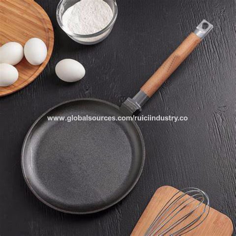 Mini Skillet Iron Pan Frying Pan Cast Iron Pot Non-stick Egg Dumplings  Artifact Cookware For Frying Saute Cooking Wooden Handle