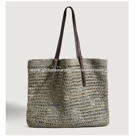 Sac de paille vert olive au design tendance, sac à main en paille, sac en papier kraft