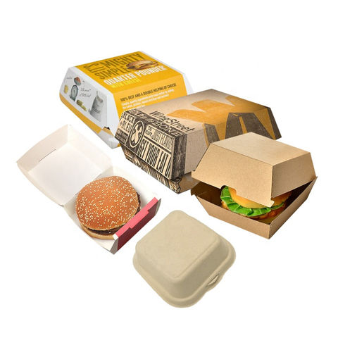 Black Disposable Takeaway Cardboard Burger Boxes Fast Food Packaging BBQ Parties 